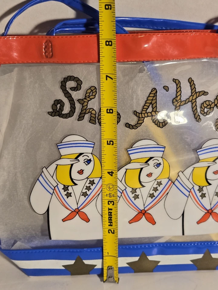 Bolso/cartera/bolso de estadio vintage de playa transparente con tema marinero para niños NOS Foto 3 de 4