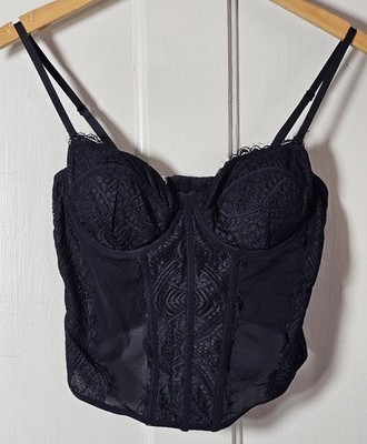 Garage Chrishell Lace Mesh Bustier S Corset Black Lingerie Top Coquette Romance