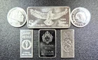 10 Gram Combo Lot - 5 Gram MONARCH Silver Eagle Bar and  5-One Gram Rounds/Bars