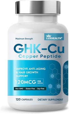 GHK-Cu Copper Peptide 120 Capsules 120mcg Anti-Wrinkle Skin Repair Hair  Growth