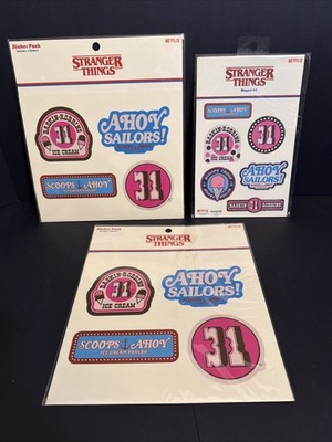 NEW Stranger Things SCOOPS AHOY Baskin Robbins 31 Netflix  Magnets & Sticker Lot