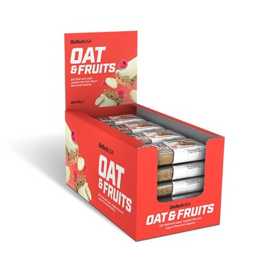 BioTech USA Oat & Fruits Haferriegel, 20 x 70 g Riegel, Joghurt Birne-Himbeere