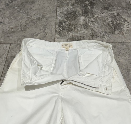 NILI LOTAN Pantalone donna "Eliot Boy" cotone twill gamba larga bianco 10 US $395+ NUOVO - Foto 18 di 23