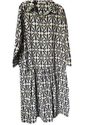 Zara 100% Cotton Maxi Dress Uk XL Geometric Design Good Condition Large Fit - Image 1 of 4