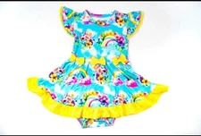 Glimmers Bamboo Size 3-6m Rainbow Twirl Dress Bodysuit NWT