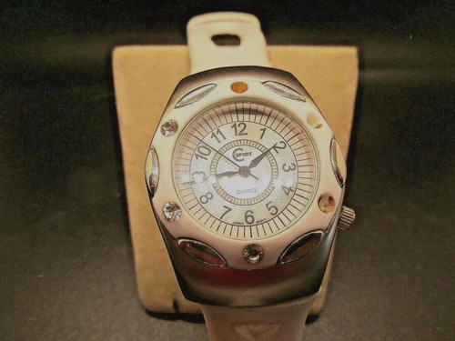 Accutime A309-26 Csport Women's Quartz Watch, White Band With New Battery - Picture 1 of 5