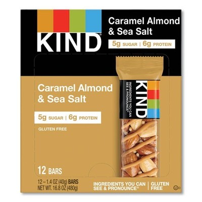 KIND Nuts & Spices Bar, Caramel Almond & Sea Salt, 1.4 oz, 12/Box, 2 Boxes/Pack