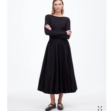 Madewell Martina Bubble-Hem Midi Dress in Black
