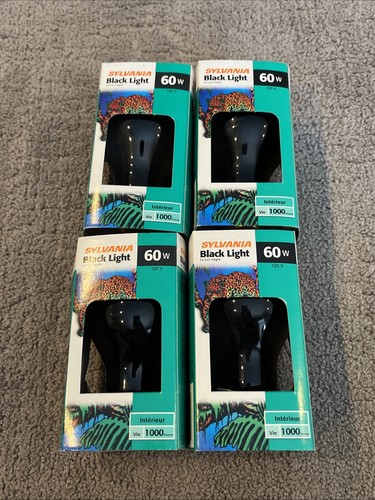 NEW 4 Pack Sylvania BlackLight Black Light Bulbs 60W 1000 Hrs 125 Volts 80s - Picture 3 of 3