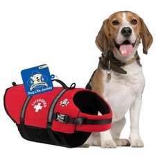 Small Red Dog Life Jacket with Handle Adjustable Straps Reflective Strips