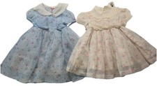 Conjunto De 2 De Colección Años 60’s Era Transparente Floral Bebé Niña’s Vestido Crinolina Bajo Falda