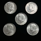5 Lot - 1964 P Kennedy Half Dollars - Circulated Condition - 90% Silver - ¢50