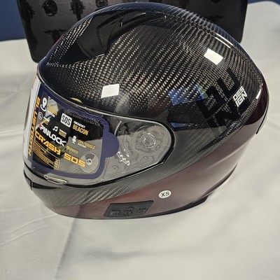 Quin Design Umbra Ghost Smart Helmet XS Carbon Gloss Bluetooth Crash SOS DOT/ECE