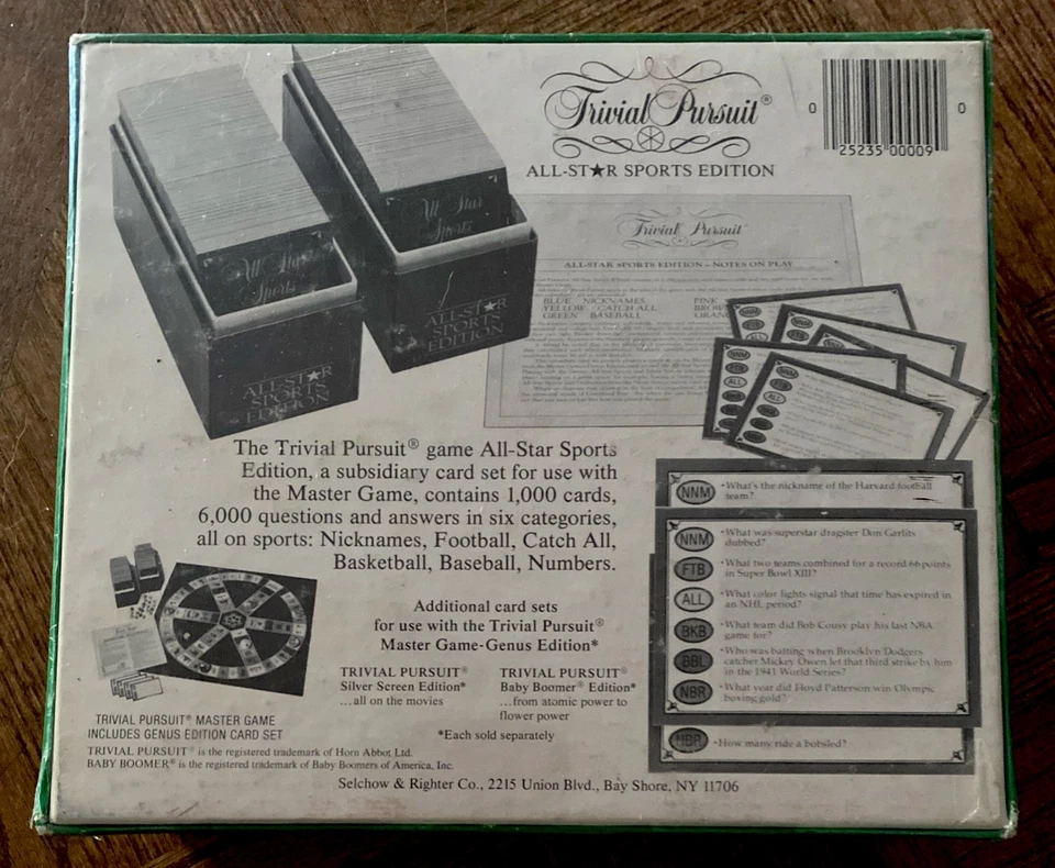 1981 TRIVIAL PURSUIT ALLSTAR SPORTS EDITION CARD SET FACTORY SEALED - Image 2 of 2