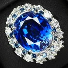 Boutique Royal Blue Tanzanite 8.95Ct 925 Sterling Silver White Gold Halo Rings