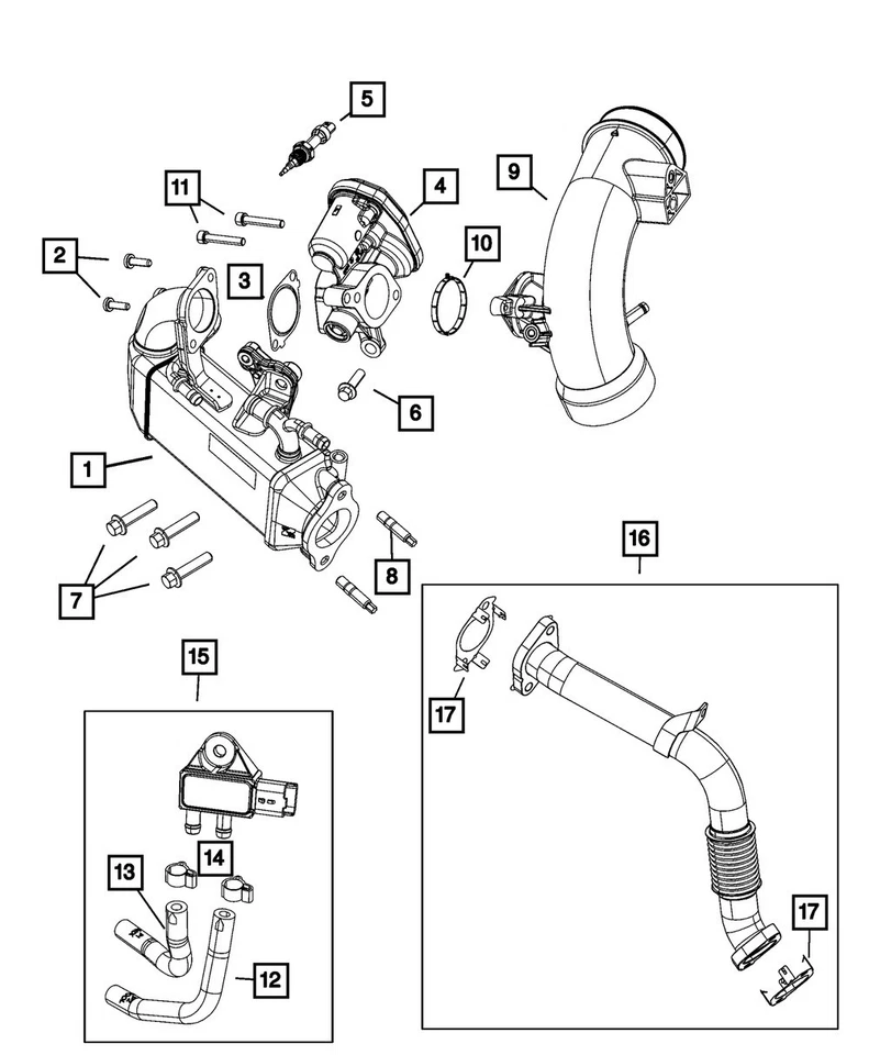 Válvula MOPAR OE EGR 05281410AF RAM Jeep Chrysler Foto 2 de 4