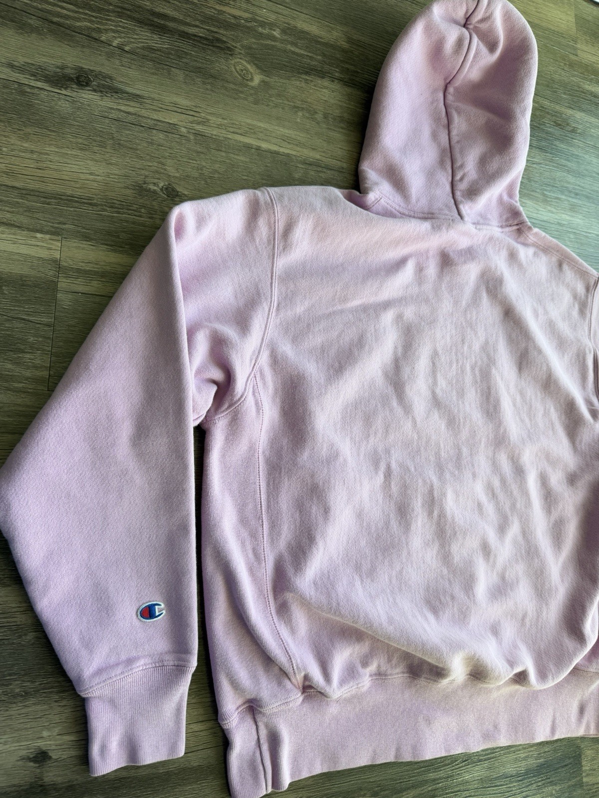 Champion Reverse Weave Knit Hoodie Mens L Pink Heavyweight Pullover Sweatshirt thumbnail 10