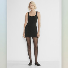 Aritzia Sunday Best Licorice Ponte Mini Dress Size Large Bodycon Square Neck