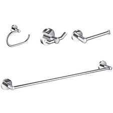 Elie 4-Piece Bath Hardware Set with 24-Inch Towel Bar, Paper Holder, Towel Ring