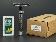 Yaqi Gunmetal & Chrome Adjustable Final Cut Safety Razor+ 5 Blades Pack