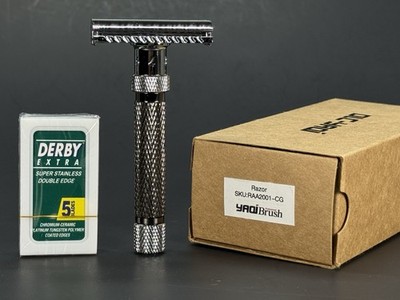 Yaqi Gunmetal & Chrome Adjustable Final Cut Safety Razor+ 5 Blades Pack
