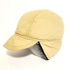 Vintage LL Bean Gore-Tex Earflap Hat Mens Large Tan Navy Blue Made in USA Cap