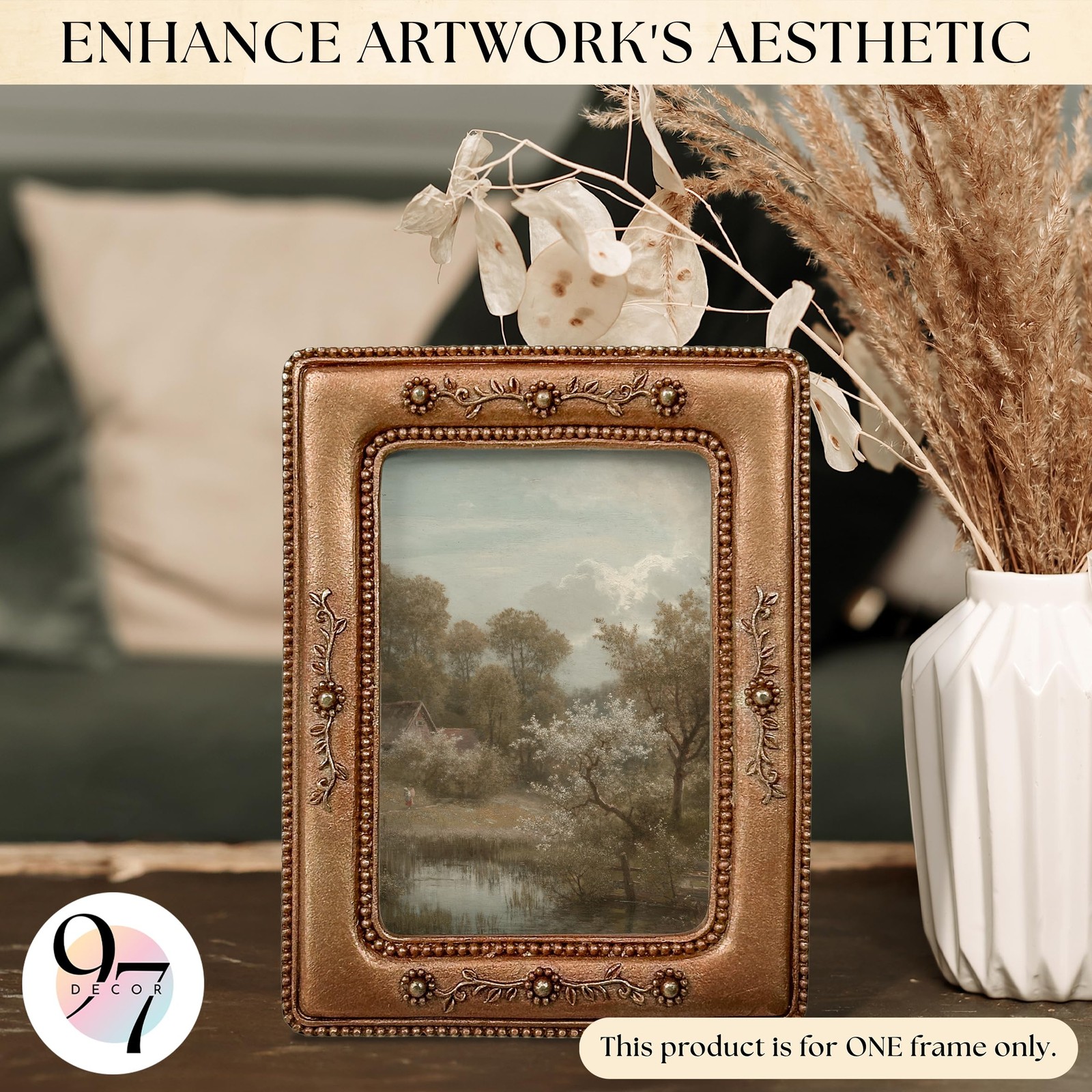 Small Vintage Picture Frames 2.5 X 3.5 - Mini Ornate Wallet Size Frame, Bronz...