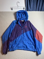 Vtg 80s Nike Track Jacket ColorBlock Windbreaker Hoodie Grey Tag Size L Full Zip