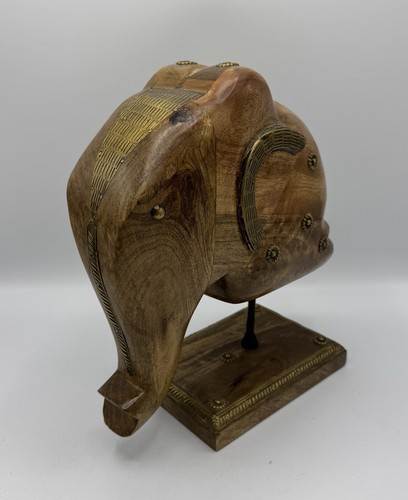 2 figure testa di elefante legno e metallo pesante decorazione casa mensola tavolo molo 1 importazioni - Foto 9 di 17