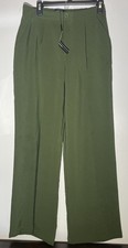 Fashion Nova Women's Size Large Olive Green High Rise Wide Leg Trouser Pants NWT