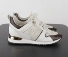 Louis Vuitton IT39.5 Run Away White Leather Brown Monogram Canvas Mesh Sneakers