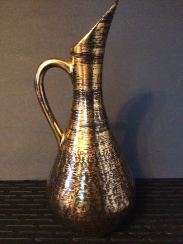 Vintage Stangl Pottery Mid Century Gold Brushed Pitcher / Vase 11” MCM Ewer - Picture 9 of 9