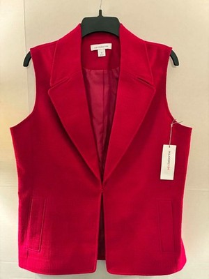 Liz Claiborne Womens Size 12 Polynesian Rose Sleeveless Blazer Vest Career Chic 