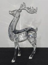 Glass Look Clear Acrylic Standing Reindeer In A Regal Pose Christmas Decor 9.5”