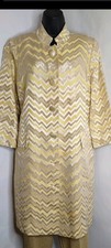 Vintage Trude Chevron Dress Long Coat Yellow And Gold Med 20th Century