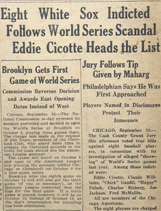 1920 New York Post Newspaper Front Pages - 8 White (Black) Sox Players Indicted