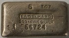 Engelhard Vintage 5 T.oz 999+ Silver Poured Bar with 2/3 Prefix Error s/n 56274