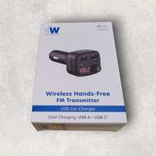 Just Wireless FM Transmitter with USB-C and USB-A Charging Port ( Black )