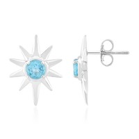 Cavill Blaue Apatit Ohrringe 925 Sterlingsilber Rhodiniert Sonnen Design 0,85Ct