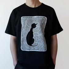 Black 18th Century Cat Art T-Shirt - Organic Heavyweight Cotton