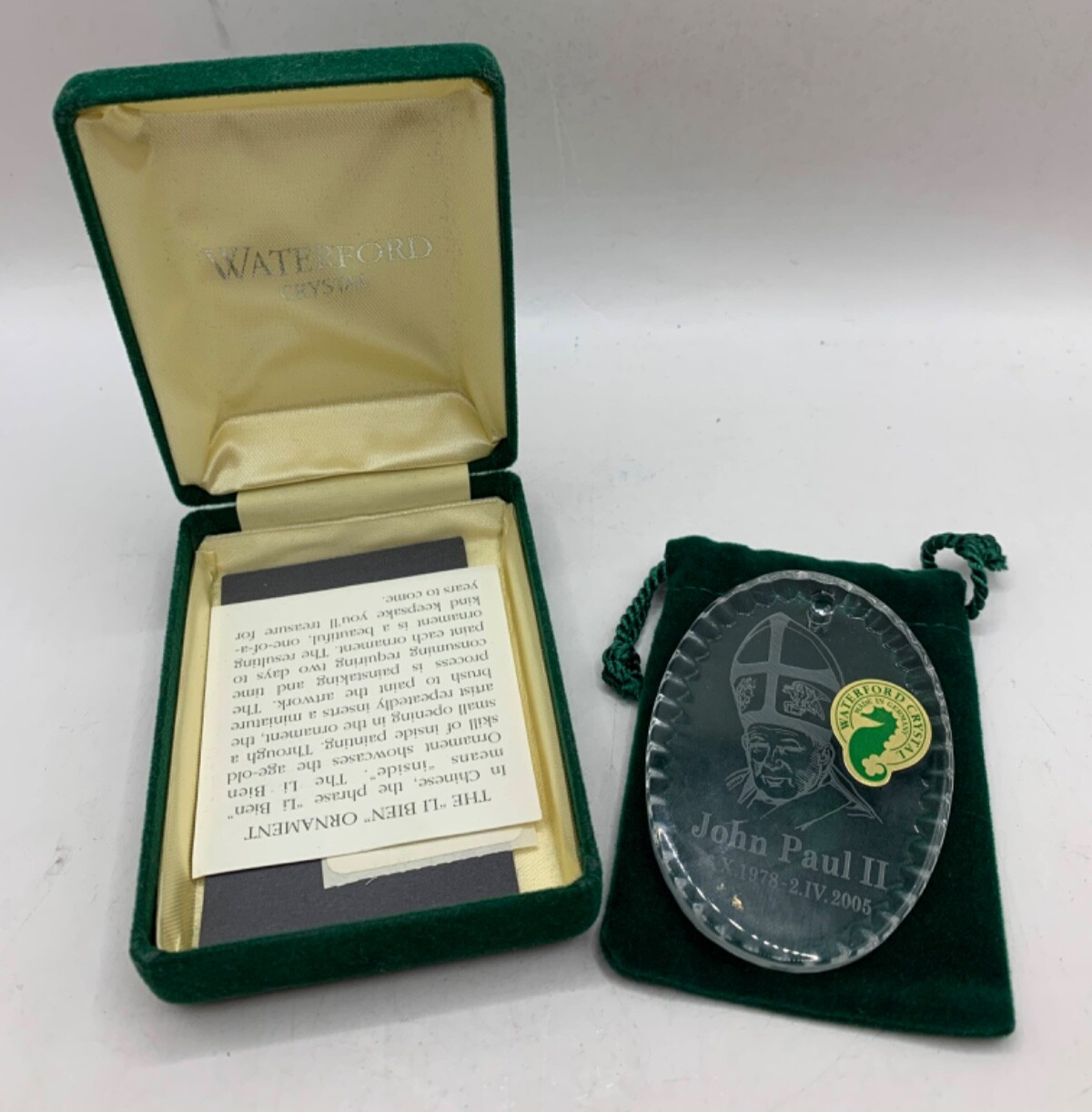 Waterford Crystal Pope John Paul II Commemorative Medallion in Gift Box