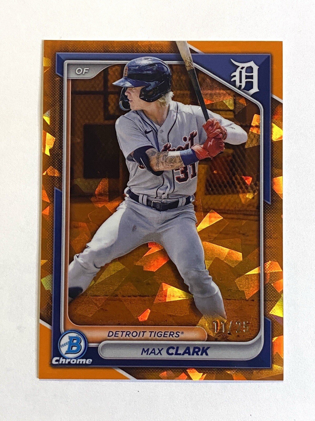 2024 BOWMAN DRAFT SAPPHIRE MAX CLARK ORANGE SAPPHIRE /25 TIGERS