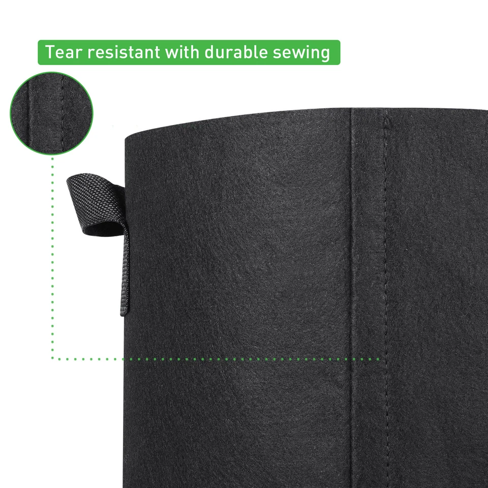 Paquete de 100 bolsas de cultivo de aireación no tejidas Uniplant de 10 galones con asas Foto 4 de 4