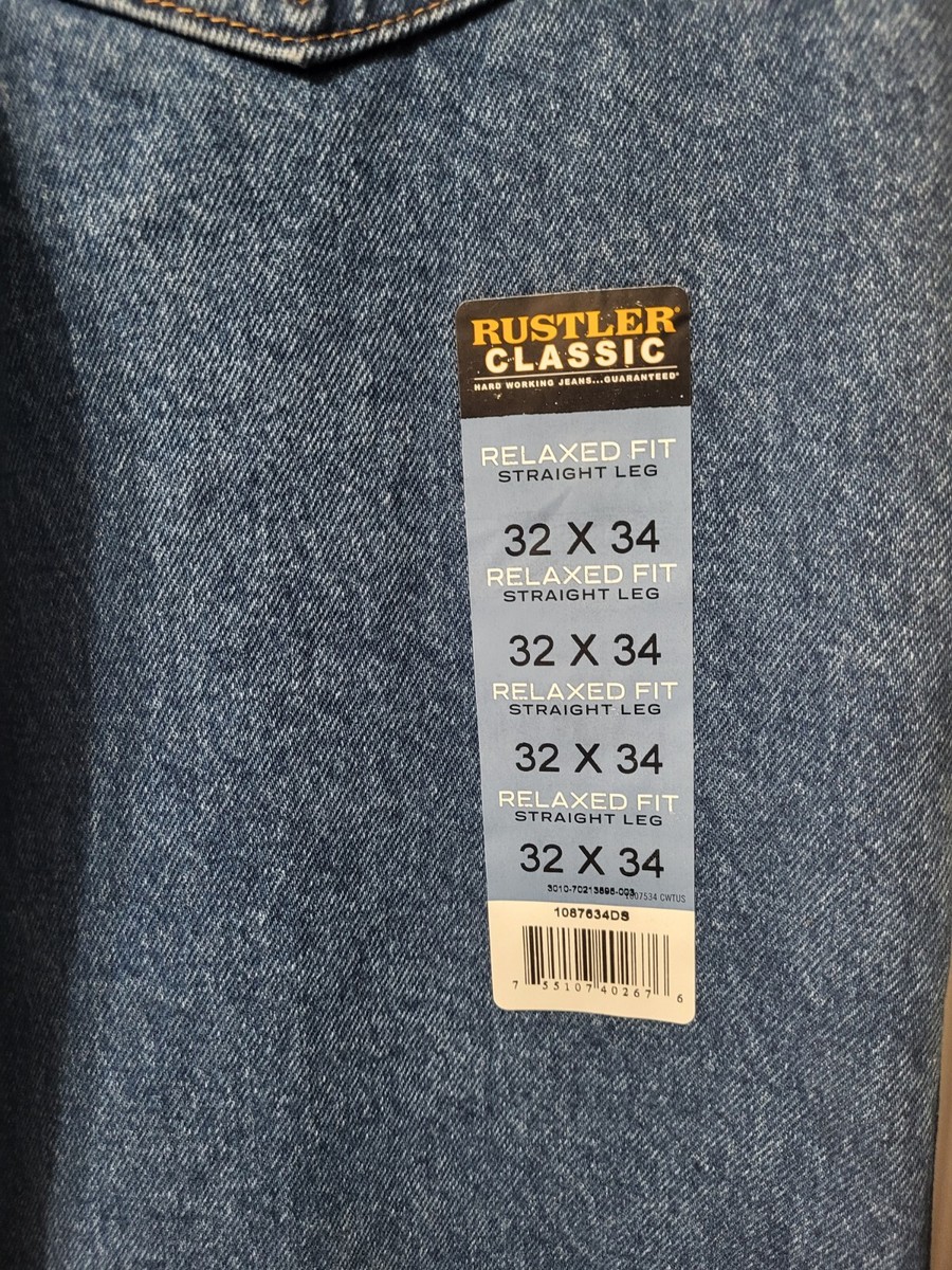 NEW Rustler Classic Men's Relaxed Fit Stright Leg Jeans Blue Size