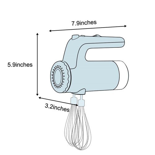 5-Speed Electric Hand Mixer Light Weight 400W Dough Hooks, Beaters, Whisk WHITE - Picture 3 of 8