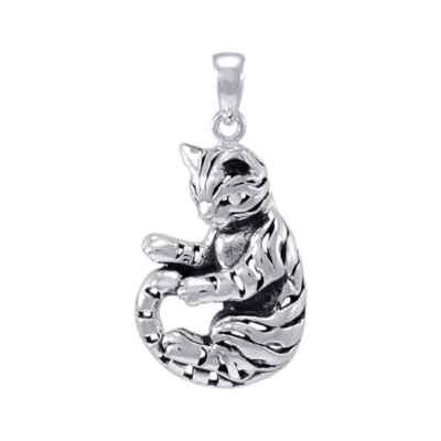 Cute Cat 925 Sterling Silver Pendant Fine Kitty Animal Totem Spirit Jewelry