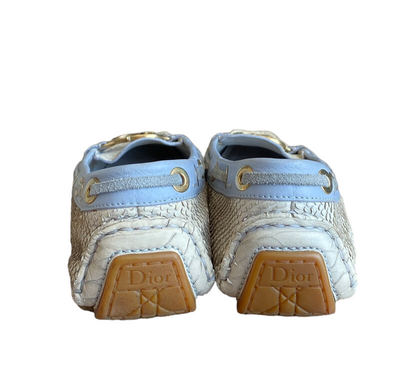 CHRISTIAN DIOR Cream & Purple Python Leather CD L… - image 5