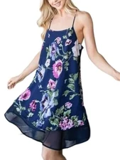 Womens Boho Floral Strappy Mini Dress Ladies Summer Beach Holiday Swing Sundress