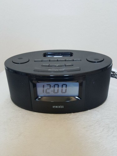 Homedics allarme nero, radio FM, lettore iPod, snooze pip display numeri grandi