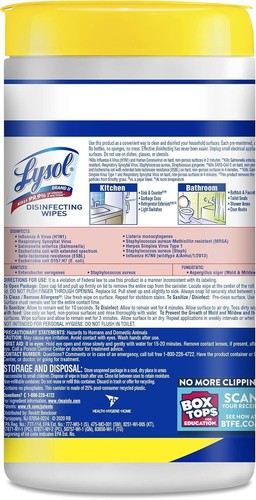Lysol Disinfecting Wipes Bundle, 80 Count - Home Cleaning Supplies Lemon Lime - Picture 8 of 8